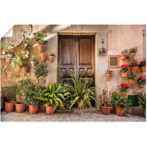 4062144661888 - Wandbild ARTLAND Altstadtgasse Mallorca Spanien Bilder Gr B H 60 cm x 40 cm Poster Pflanzenbilder Querformat 1 St braun Kunstdrucke als Alubild Leinwandbild Wandaufkleber oder Poster in versch Größen