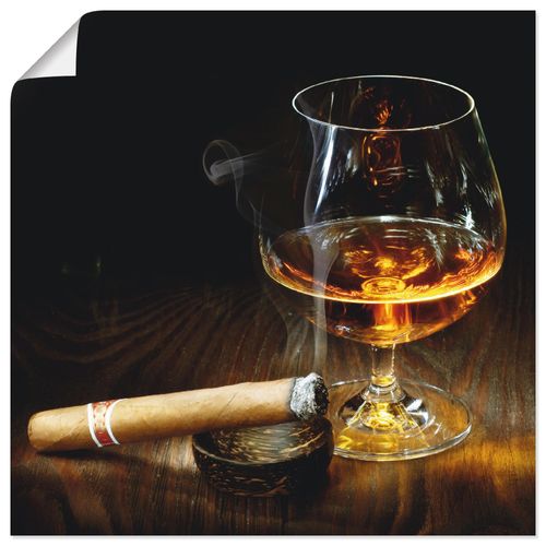 4055327615303 - Wandbild ARTLAND Zigarre und Cognac Bilder Gr B H 70 cm x 70 cm Poster Zigarren quadratisch 1 St braun Bild Metallbild Metallbilder Bilder als Alubild Leinwandbild Wandaufkleber oder Poster in versch Größen