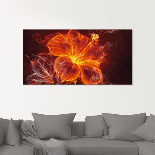 4058661634955 - Glasbild ARTLAND Feuerblume Bilder Gr B H 100 cm x 50 cm Glasbild Blumen 1 St rot Glasbilder in verschiedenen Größen