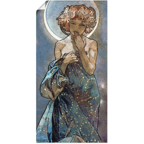 4062144337349 - Wandbild ARTLAND Sterne Der Mond 1902 Bilder Gr B H 20 cm x 40 cm Poster Frau 1 St blau Bild Poster Bilder als Alubild Leinwandbild Wandaufkleber oder in versch Größen