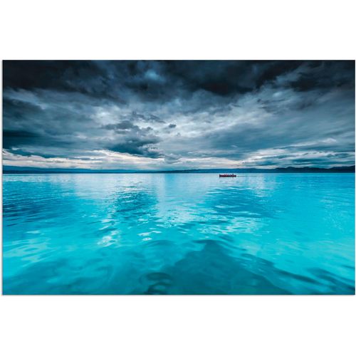 4058661455086 - Wandbild ARTLAND Mystischer See mit Boot Bilder Gr B H 30 cm x 20 cm Alu-Dibond-Druck Gewässer 1 St blau Bild Kunstdruck Kunstdrucke Bilder als Alubild Leinwandbild Wandaufkleber oder Poster in versch Größen
