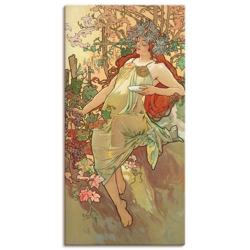 4062144430712 - Wandbild ARTLAND Automne (Herbst) 1896 Bilder Gr B H 20 cm x 40 cm Leinwandbild Frau Hochformat 1 St grün Bild Poster Bilder als Leinwandbild Wandaufkleber oder in versch Größen