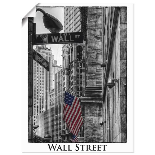 4062144347270 - Wandbild ARTLAND New York Wall Street Bilder Gr B H 45 cm x 60 cm Poster Amerika Hochformat 1 St schwarz Bild Poster Bilder als Leinwandbild Wandaufkleber oder in versch Größen