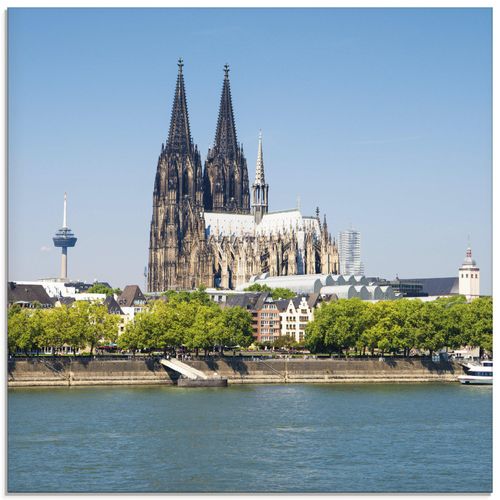 4058661733412 - Glasbild ARTLAND Kölner Dom Bilder Gr B H 40 cm x 40 cm Glasbild Gebäude quadratisch 1 St blau Bild Glasbild Glasbilder Bilder in verschiedenen Größen