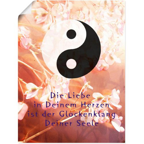 4062144655016 - Wandbild ARTLAND Yin Yang Glockenklang Bilder Gr B H 45 cm x 60 cm Poster Spirituelle Bilder Hochformat 1 St rot Kunstdrucke als Alubild Leinwandbild Wandaufkleber oder Poster in versch Größen