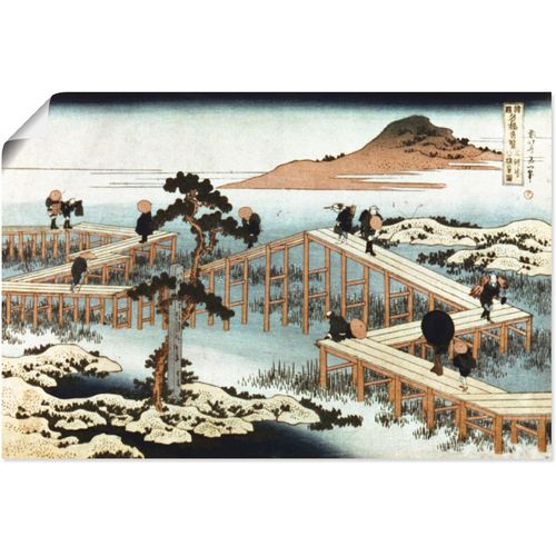 4059745075589 - Wandbild ARTLAND Brücke bei Yatsuhashi Mikawa-Provinz Bilder Gr B H 60 cm x 40 cm Poster Brücken Querformat 1 St blau Bild Poster Bilder als Alubild Leinwandbild Wandaufkleber oder in versch Größen