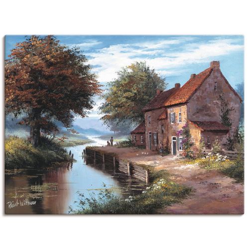 4057738436218 - Wandbild ARTLAND Früher Morgen Bilder Gr B H 60 cm x 45 cm Leinwandbild Gewässer Querformat 1 St blau Bild Leinwandbild Kunstdrucke Bilder als Leinwandbild Wandaufkleber oder Poster in versch Größen