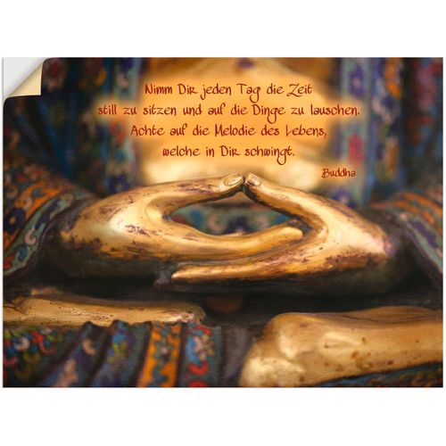 4062144297612 - Wandbild ARTLAND Weisheit Bilder Gr B H 120 cm x 90 cm Wandaufkleber - Vinyl Religion 1 St goldfarben Bild Kunstdruck Poster Bilder als Leinwandbild Wandaufkleber oder in versch Größen