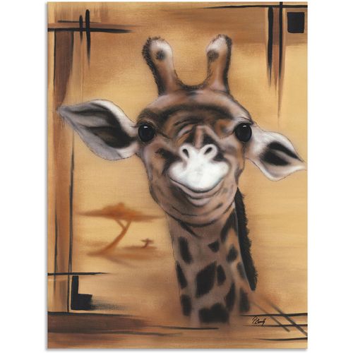 4057738405689 - Wandbild ARTLAND Giraffe Bilder Gr B H 30 cm x 40 cm Alu-Dibond-Druck Giraffen Bilder Hochformat 1 St braun Kunstdrucke als Alubild Leinwandbild Wandaufkleber oder Poster in versch Größen
