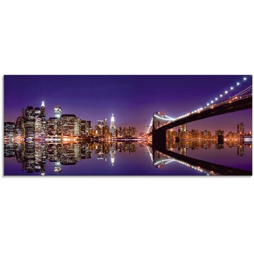 4062144101384 - Glasbild ARTLAND New York Skyline Bilder Gr B H 125 cm x 50 cm Glasbild Amerika 1 St lila Glasbilder in verschiedenen Größen