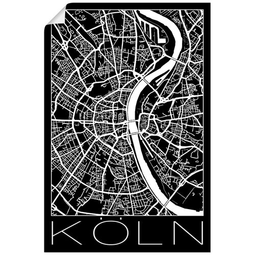 4059745966412 - Wandbild ARTLAND Retro Karte Köln Deutschland Schwarz Bilder Gr B H 40 cm x 60 cm Poster Deutschland Hochformat 1 St schwarz Bild Poster Bilder als Alubild Leinwandbild Wandaufkleber oder in versch Größen