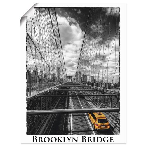 4057738085423 - Wandbild ARTLAND New York Brooklyn Bridge Bilder Gr B H 30 cm x 40 cm Poster Brücken Hochformat 1 St schwarz Bild Poster Bilder als Leinwandbild Wandaufkleber oder in versch Größen