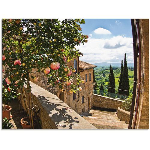 4058661636133 - Glasbild ARTLAND Rosen auf Balkon Toskanalandschaft Bilder Gr B H 80 cm x 60 cm Glasbild Garten 1 St grün Glasbilder in verschiedenen Größen 4058661636133 - Glasbild ARTLAND Rosen auf Balkon Toskanalandschaft Bilder Gr B H 80 cm x 60 cm Glasbild Garten 1 St grün Glasbilder in verschiedenen Größen