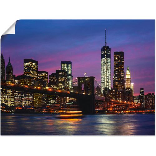 4059745772631 - Wandbild ARTLAND Brooklyn Bridge Bilder Gr B H 60 cm x 45 cm Poster Amerika 1 St lila Bild Poster Bilder als Alubild Leinwandbild Wandaufkleber oder in versch Größen