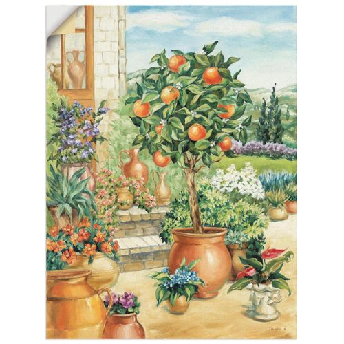 4057738231141 - Wandbild ARTLAND Orangenbaum im Garten Bilder Gr B H 45 cm x 60 cm Wandaufkleber - Vinyl Garten 1 St grün Bild Poster Bilder als Alubild Leinwandbild Wandaufkleber oder in versch Größen