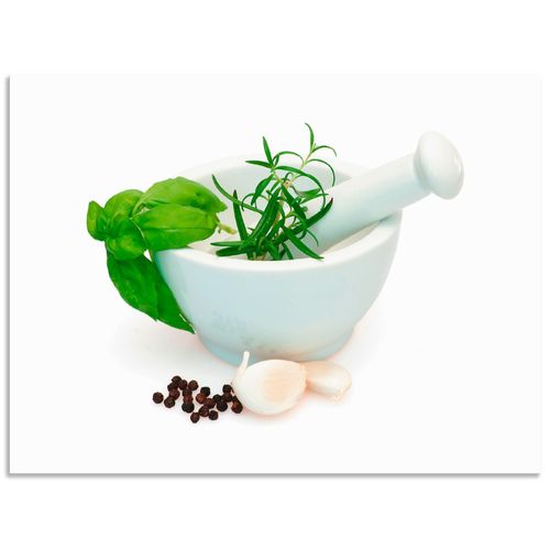 4059745429153 - Wandbild ARTLAND Vorbereitung der Marinade in Mörser Bilder Gr B H 80 cm x 60 cm Poster Speisen Querformat 1 St grün Bild Poster Bilder als Alubild Leinwandbild Wandaufkleber oder in versch Größen