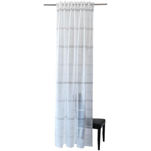 4043343541515 - Gardine Linus Gardinen Gr 245 cm verdeckte Schlaufen 140 cm grau (weiß grau) Verdeckte Schlaufen Gardine Streifen modern Wohnzimmer Schlafzimmer