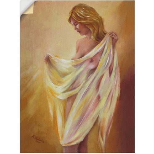 4062144333815 - Wandbild ARTLAND Akt mit Tuch Bilder Gr B H 45 cm x 60 cm Wandaufkleber - Vinyl Frau Hochformat 1 St braun Bild Poster Bilder als Alubild Leinwandbild Wandaufkleber oder in versch Größen