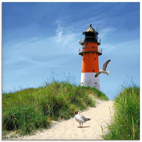 4055327269353 - Glasbild ARTLAND Am Leuchtturm Bilder Gr B H 20 cm x 20 cm Glasbild Gebäude quadratisch 1 St blau Bild Glasbild Glasbilder Bilder in verschiedenen Größen