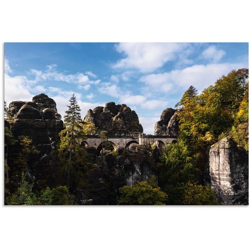 4062144736081 - Wandbild ARTLAND Bastei in der Sächsische Schweiz Bilder Gr B H 60 cm x 40 cm Alu-Dibond-Druck Berge & Alpenbilder Querformat 1 St blau Kunstdrucke als Alubild Leinwandbild Wandaufkleber oder Poster in versch Größen