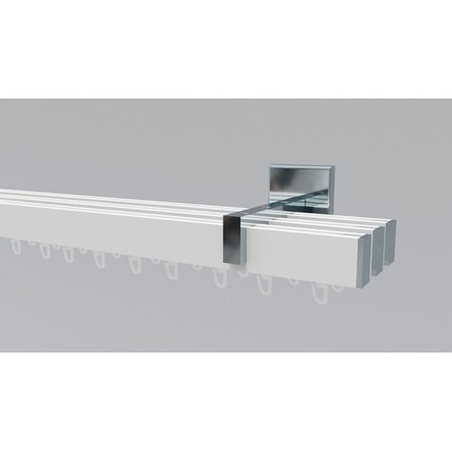 4068585002952 - Gardinenstange INDEKO Bern Gardinenstangen Gr L 410 cm 1 St 3 läufig weiß (weiß chromfarben) Gardinenstangen nach Maß Innenlauf Komplett-Set inkl Gleitern und Montagematerial
