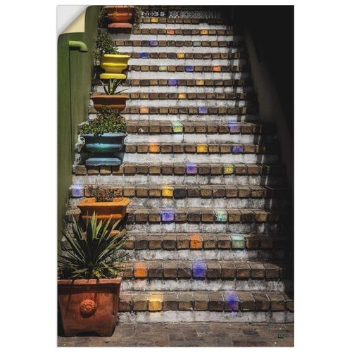 4062144363904 - Wandbild ARTLAND Die Treppe Bilder Gr B H 50 cm x 70 cm Wandaufkleber - Vinyl Gebäude Hochformat 1 St bunt Bild Metallbild Metallbilder Bilder als Alubild Leinwandbild Wandaufkleber oder Poster in versch Größen