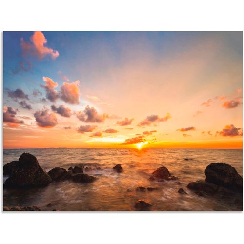 4059745734189 - Wandbild ARTLAND Sonnenuntergang Bilder Gr B H 60 cm x 45 cm Alu-Dibond-Druck Sonnenaufgang & -untergang 1 St braun Bild Metallbild Metallbilder Bilder als Alubild Leinwandbild Wandaufkleber oder Poster in versch Größen