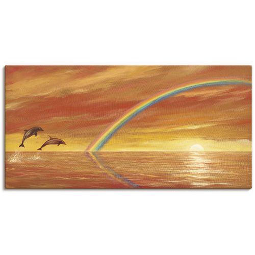 4055327159456 - Wandbild ARTLAND Regenbogen über dem Meer Bilder Gr B H 60 cm x 30 cm Leinwandbild Wassertiere 1 St orange Bild Metallbild Metallbilder Bilder als Alubild Leinwandbild Wandaufkleber oder Poster in versch Größen