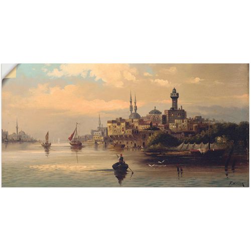 4062144512753 - Wandbild ARTLAND Kauffahrtsschiffe auf Bosporus Istanbul Bilder Gr B H 40 cm x 20 cm Wandaufkleber - Vinyl Gewässer 1 St blau Bild Poster Bilder als Leinwandbild Wandaufkleber oder in versch Größen