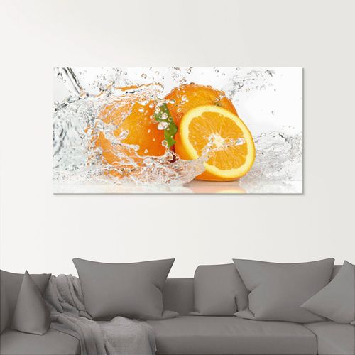 4055327020374 - Glasbild ARTLAND Orange mit Spritzwasser Bilder Gr B H 100 cm x 50 cm Glasbild Süßspeisen 1 St orange Glasbilder in verschiedenen Größen