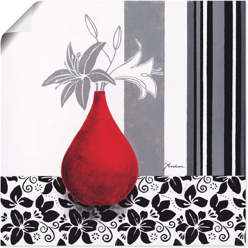 4055327270908 - Wandbild ARTLAND Blumenmuster Bilder Gr B H 30 cm x 30 cm Poster Vasen & Töpfe 1 St schwarz Bild Poster Bilder als Alubild Leinwandbild Wandaufkleber oder in versch Größen