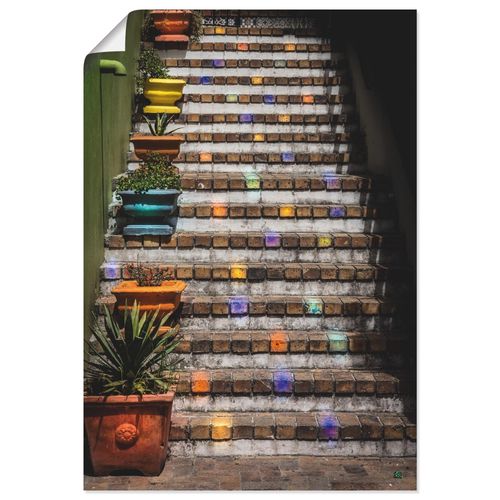 4062144363973 - Wandbild ARTLAND Die Treppe Bilder Gr B H 70 cm x 100 cm Poster Gebäude Hochformat 1 St bunt Bild Metallbild Metallbilder Bilder als Alubild Leinwandbild Wandaufkleber oder Poster in versch Größen