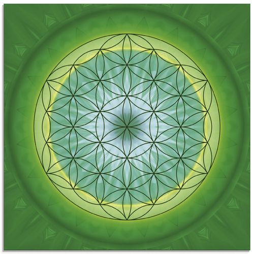 4057738367291 - Glasbild ARTLAND Blume des Lebens 3 Bilder Gr B H 40 cm x 40 cm Glasbild Muster quadratisch 1 St grün Bild Glasbild Glasbilder Bilder in verschiedenen Größen