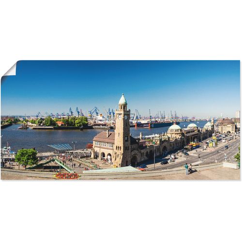 4057738868743 - Wandbild ARTLAND Hamburg St Pauli Landungsbrücken Bilder Gr B H 40 cm x 20 cm Poster Deutschland Querformat 1 St beige (naturfarben) Bild Poster Bilder als Alubild Leinwandbild Wandaufkleber oder in versch Größen