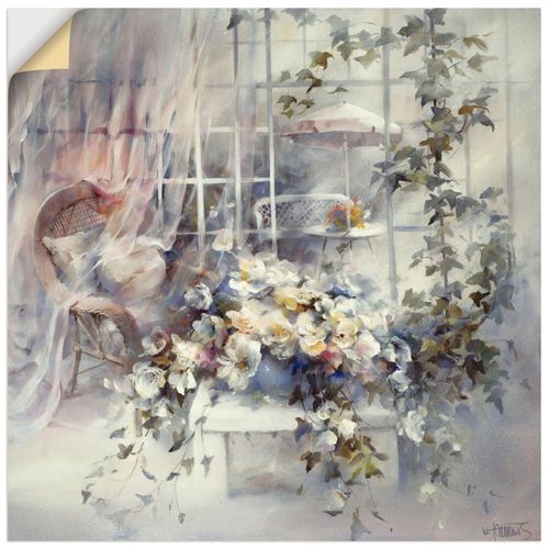 4062144407325 - Wandbild ARTLAND Bezaubernde Moment Bilder Gr B H 100 cm x 100 cm Wandaufkleber - Vinyl Blumen quadratisch 1 St weiß Bild Leinwandbild Kunstdrucke Bilder als Leinwandbild Wandaufkleber oder Poster in versch Größen