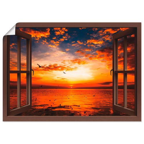 4055327645553 - Wandbild ARTLAND Fensterblick Sonnenuntergang am Strand Bilder Gr B H 70 cm x 50 cm Poster Fensterblick Querformat 1 St braun Bild Leinwandbild Kunstdrucke Bilder als Leinwandbild Wandaufkleber oder Poster in versch Größen 4055327645553 - Wandbild ARTLAND Fensterblick Sonnenuntergang am Strand Bilder Gr B H 70 cm x 50 cm Poster Fensterblick Querformat 1 St braun Bild Leinwandbild Kunstdrucke Bilder als Leinwandbild Wandaufkleber oder Poster in versch Größen
