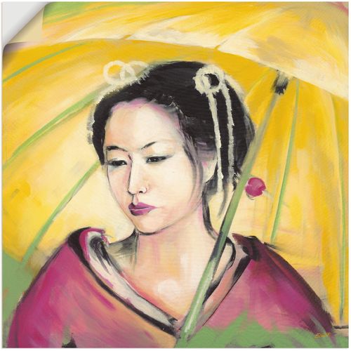 4057738213710 - Wandbild ARTLAND Geisha Bilder Gr B H 30 cm x 30 cm Wandaufkleber - Vinyl Frau 1 St gelb Bild Metallbild Metallbilder Bilder als Alubild Leinwandbild Wandaufkleber oder Poster in versch Größen