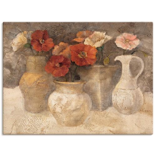 4055327744423 - Wandbild ARTLAND Weißer Mohn Bilder Gr B H 120 cm x 90 cm Leinwandbild Vasen & Töpfe Querformat 1 St braun Bild Poster Bilder als Leinwandbild Wandaufkleber oder in versch Größen