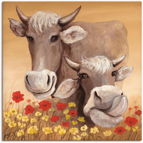 4055327142670 - Wandbild ARTLAND Kühe Bilder Gr B H 50 cm x 50 cm Leinwandbild Haustiere 1 St beige (naturfarben) Bild Poster Bilder als Alubild Leinwandbild Wandaufkleber oder in versch Größen