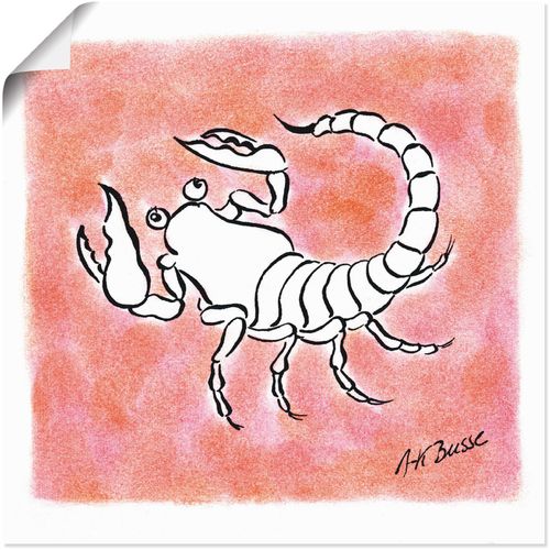 4055327385237 - Wandbild ARTLAND Serie Sternzeichen Skorpion Bilder Gr B H 40 cm x 40 cm Poster Sternzeichen 1 St rot Bild Kunstdruck Kunstdrucke Bilder als Leinwandbild Wandaufkleber oder Poster in versch Größen