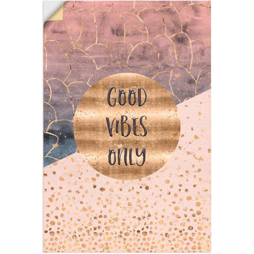 4059745816182 - Wandbild ARTLAND Nur gute Schwingungen Bilder Gr B H 40 cm x 60 cm Wandaufkleber - Vinyl Sprüche & Texte 1 St goldfarben Bild Kunstdruck Leinwandbild Kunstdrucke Bilder als Alubild Leinwandbild Wandaufkleber oder Poster in versch Größen