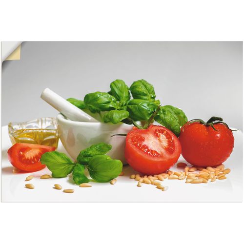 4057738677529 - Wandbild ARTLAND Bereit für Pesto Bilder Gr B H 60 cm x 40 cm Wandaufkleber - Vinyl Lebensmittel Querformat 1 St weiß Bild Leinwandbild Kunstdrucke Bilder als Alubild Leinwandbild Wandaufkleber oder Poster in versch Größen