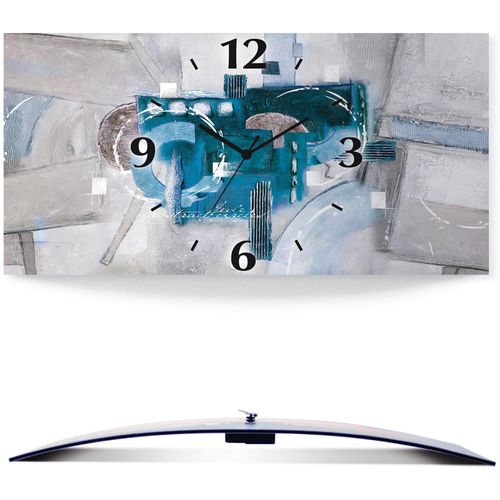 4062144604083 - Wanduhr ARTLAND Abstrakte blaue Kreise Wanduhren Gr B H T 50 cm x 25 cm x 03 cm Funkuhr blau Wanduhren 3D Optik gebogen mit Quarz- oder Funkuhrwerk versch Größen