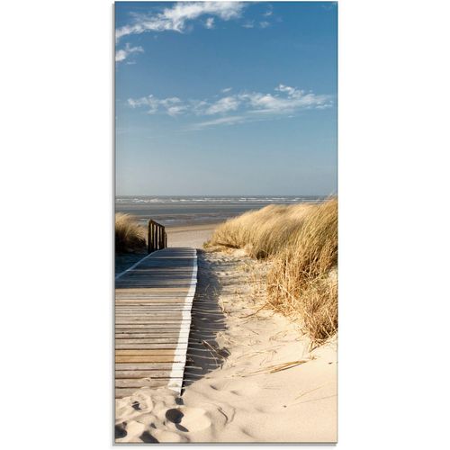 4055327047999 - Glasbild ARTLAND Nordseestrand auf Langeoog - Steg Bilder Gr B H 50 cm x 100 cm Glasbild Strand 1 St beige (naturfarben) Glasbilder in verschiedenen Größen