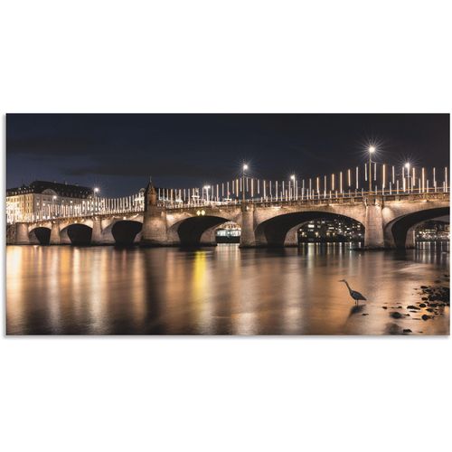 4062144587683 - Wandbild ARTLAND Die Mittlere Rheinbrücke Bilder Gr B H 60 cm x 30 cm Alu-Dibond-Druck Brücken Querformat 1 St goldfarben Kunstdrucke als Alubild Leinwandbild Wandaufkleber oder Poster in versch Größen