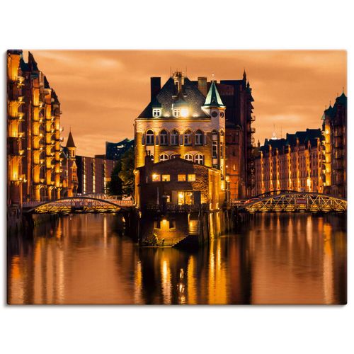 4059745923989 - Wandbild ARTLAND Speicherstadt in Hamburg Bilder Gr B H 80 cm x 60 cm Leinwandbild Deutschland Querformat 1 St orange Bild Poster Bilder als Alubild Leinwandbild Wandaufkleber oder in versch Größen
