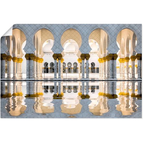 4062144628867 - Wandbild ARTLAND Scheich-Zayid-Moschee Bilder Gr B H 90 cm x 60 cm Poster Gebäude Querformat 1 St weiß Kunstdrucke als Alubild Leinwandbild Wandaufkleber oder Poster in versch Größen