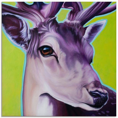 4055327173551 - Glasbild ARTLAND Hirsch grün Bilder Gr B H 30 cm x 30 cm Glasbild Wildtiere quadratisch 1 St grün Bild Glasbild Glasbilder Bilder in verschiedenen Größen