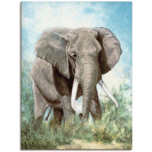 4055327152952 - Wandbild ARTLAND Elefant Bilder Gr B H 45 cm x 60 cm Leinwandbild Wildtiere 1 St grau Bild Metallbild Metallbilder Bilder als Alubild Leinwandbild Wandaufkleber oder Poster in versch Größen
