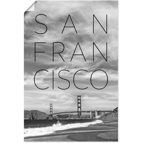 4062144740064 - Wandbild ARTLAND Golden Gate Bridge & Baker Beach Bilder Gr B H 60 cm x 90 cm Poster San Francisco Hochformat 1 St schwarz Kunstdrucke als Alubild Leinwandbild Wandaufkleber oder Poster in versch Größen